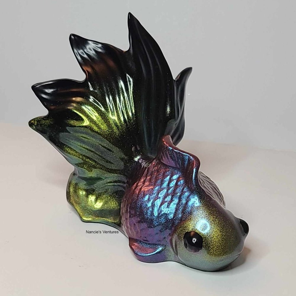 Puffy Goldfish Water Aquarium Fish Bug Eyed Fan Tail Home Decor Glitter